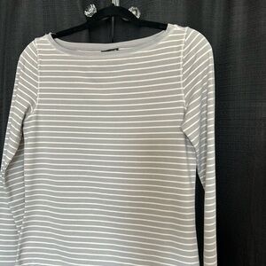 Polo by Ralph Lauren Women's Gray Striped Long Sleeve Top
